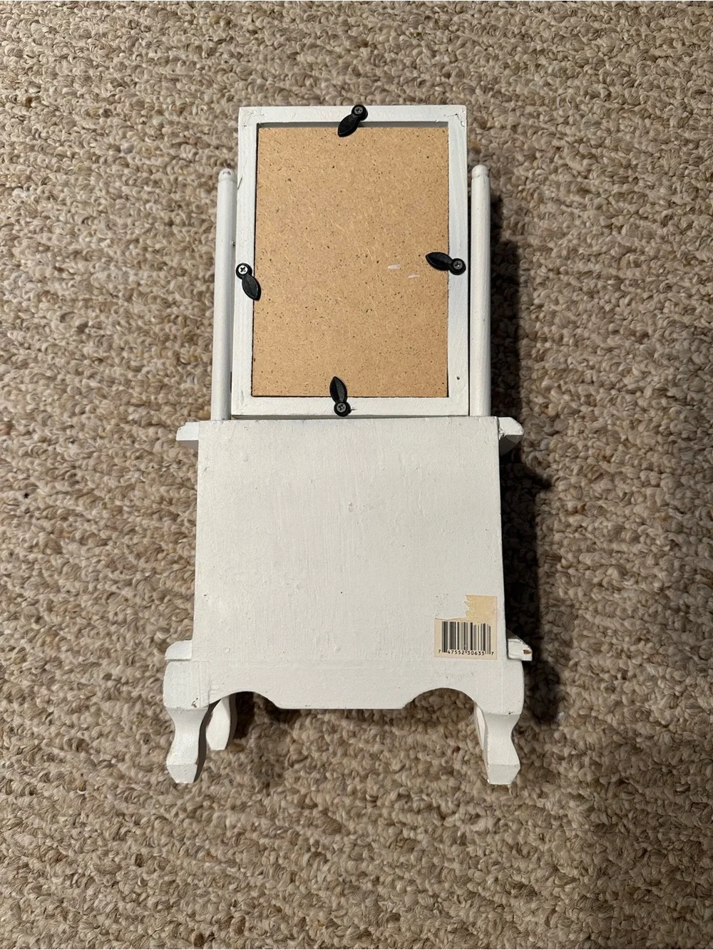 White Wooden Vanity “Dollhouse Style”Jewelry Box with Frame